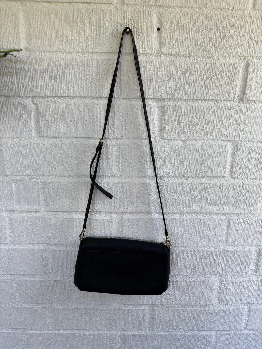 kate spade Leather Black Saffiano Chain Strap Crossbody